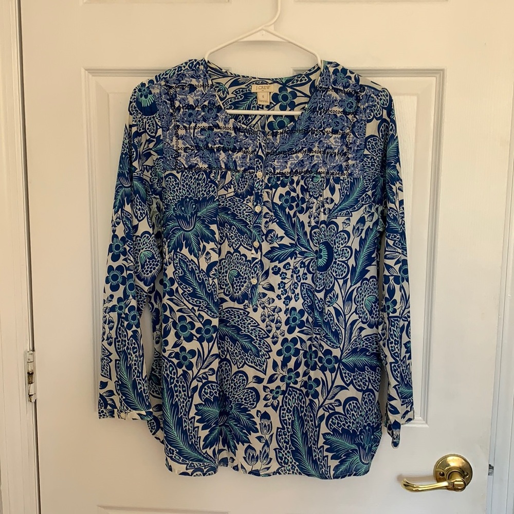 Blue J. Crew Floral Top